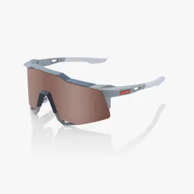 100% SPEEDCRAFT Sunglasses Soft Tact Stone Grey - HiPER Crimson Silver Mirror Lens