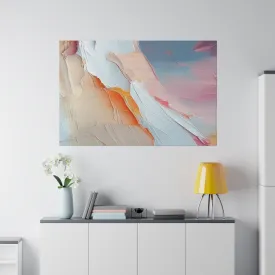 Abstract Canvas Wall Art | Sky Blue, Pink Beige Wall Artwork