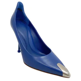 Alexander McQueen Electric Blue High Back Pointed Toe Pumps