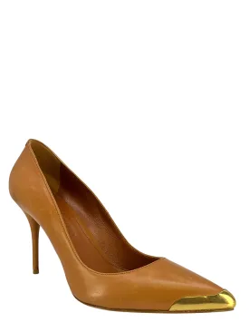 Alexander McQueen Leather Gold Cap Toe Pumps Size 7.5