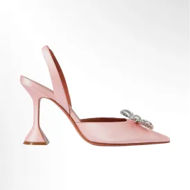 Amina Muaddi Rosie Satin Slingback Pumps (Baby Pink)