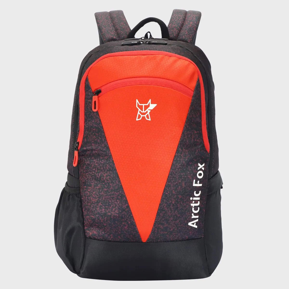 Arctic Fox Glitch Fiery Red 36 Ltr Everyday  School  Bag and Hiking Backpack with Poncho Rain Jacket