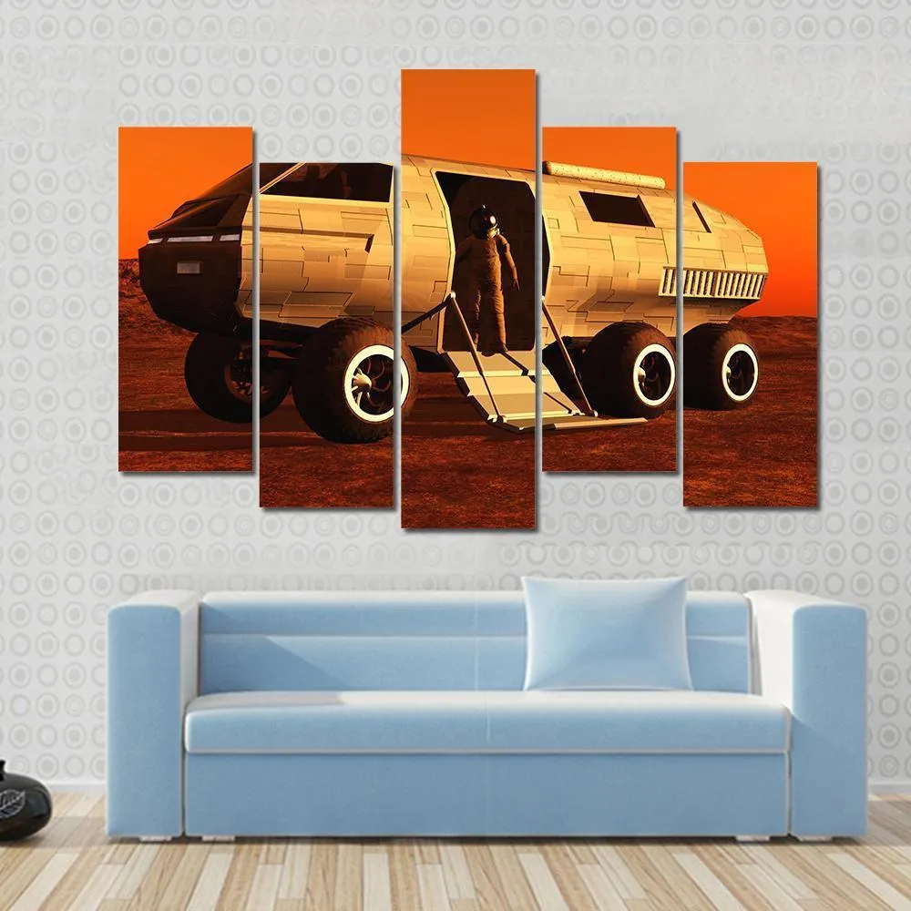 Astronaut In Mars Rover Canvas Wall Art