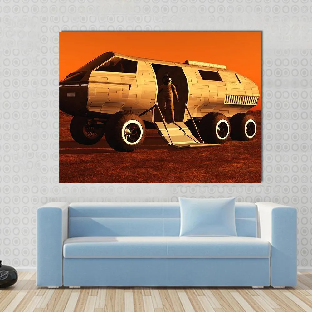 Astronaut In Mars Rover Canvas Wall Art