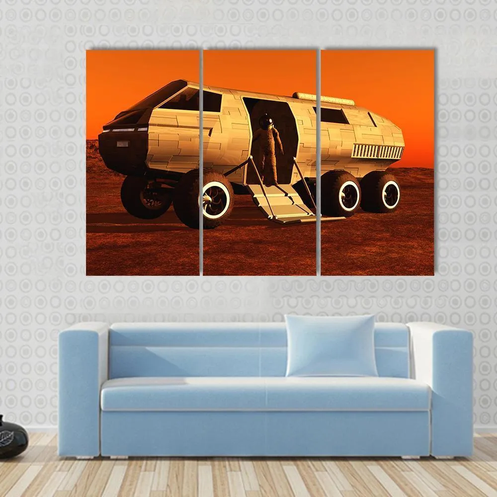 Astronaut In Mars Rover Canvas Wall Art