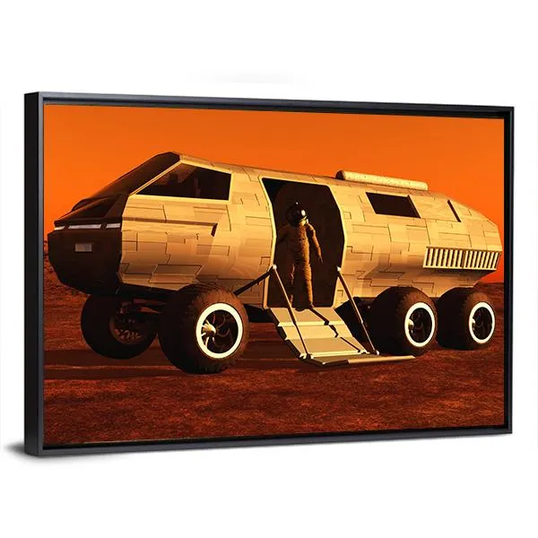 Astronaut In Mars Rover Canvas Wall Art