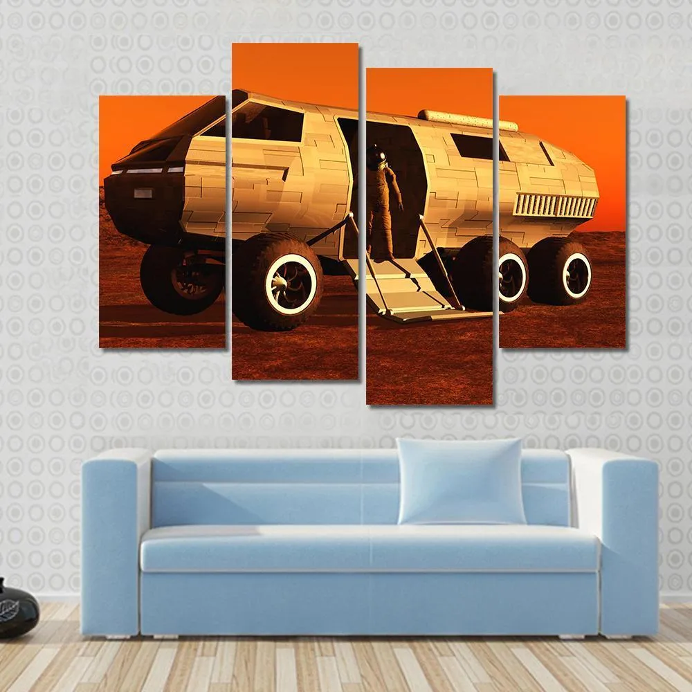 Astronaut In Mars Rover Canvas Wall Art