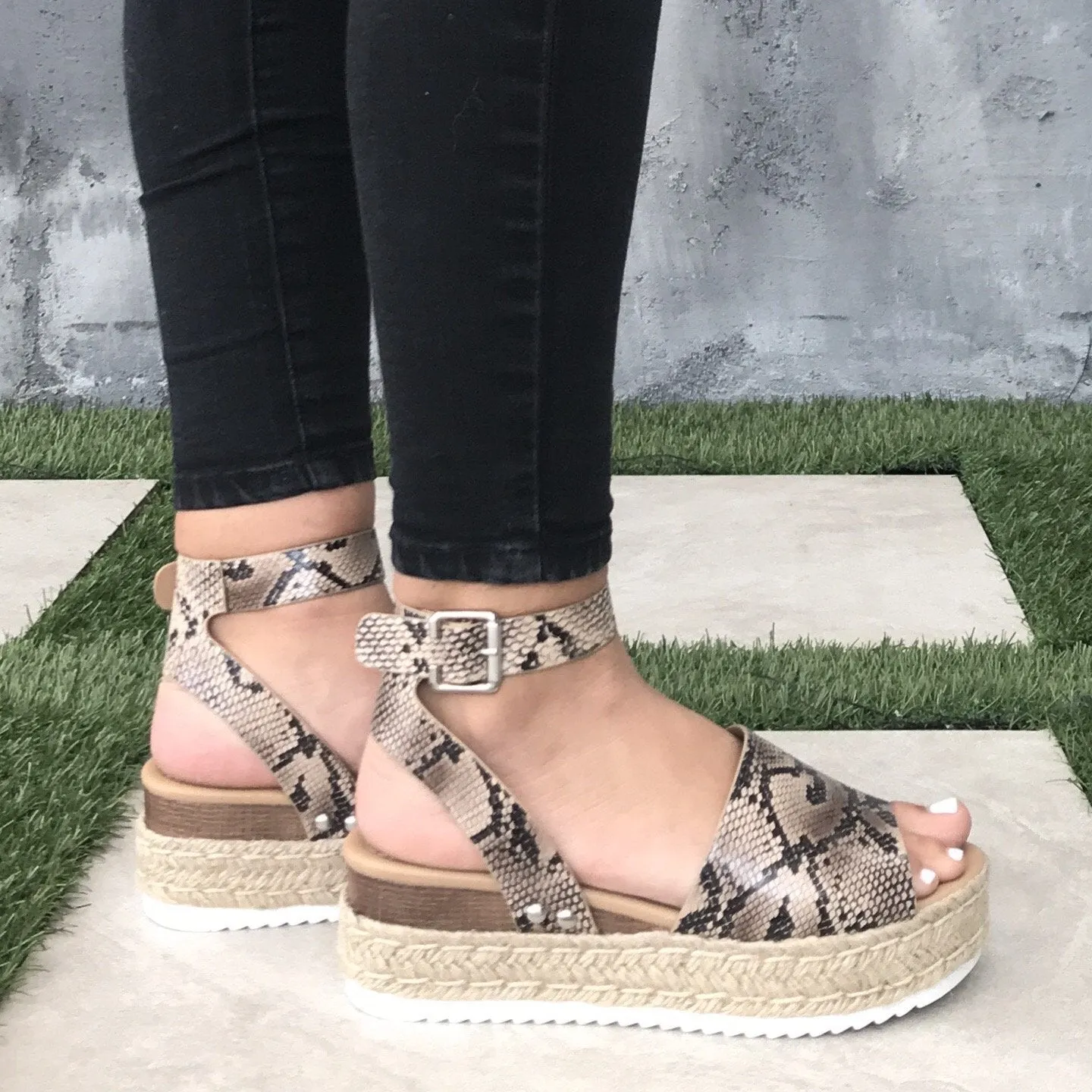 Bandi Snakeskin Platform Sandals