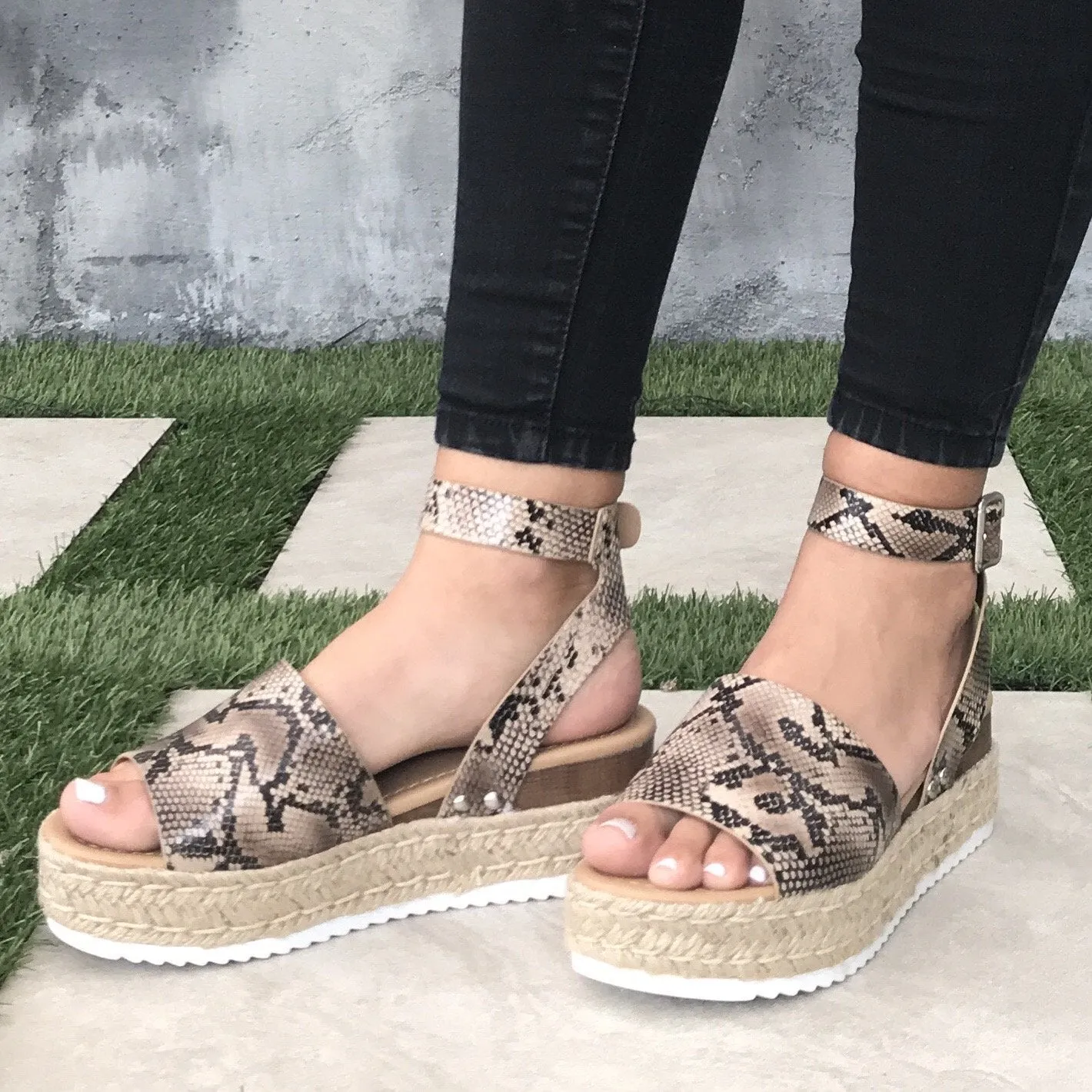 Bandi Snakeskin Platform Sandals