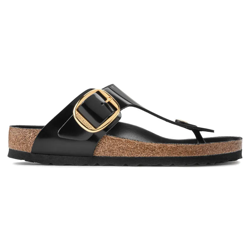 Birkenstock Gizeh Big Buckle Natural Patent in High Shine Black