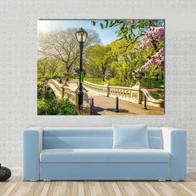 Bow Bridge In Central Park Canvas Wall Art