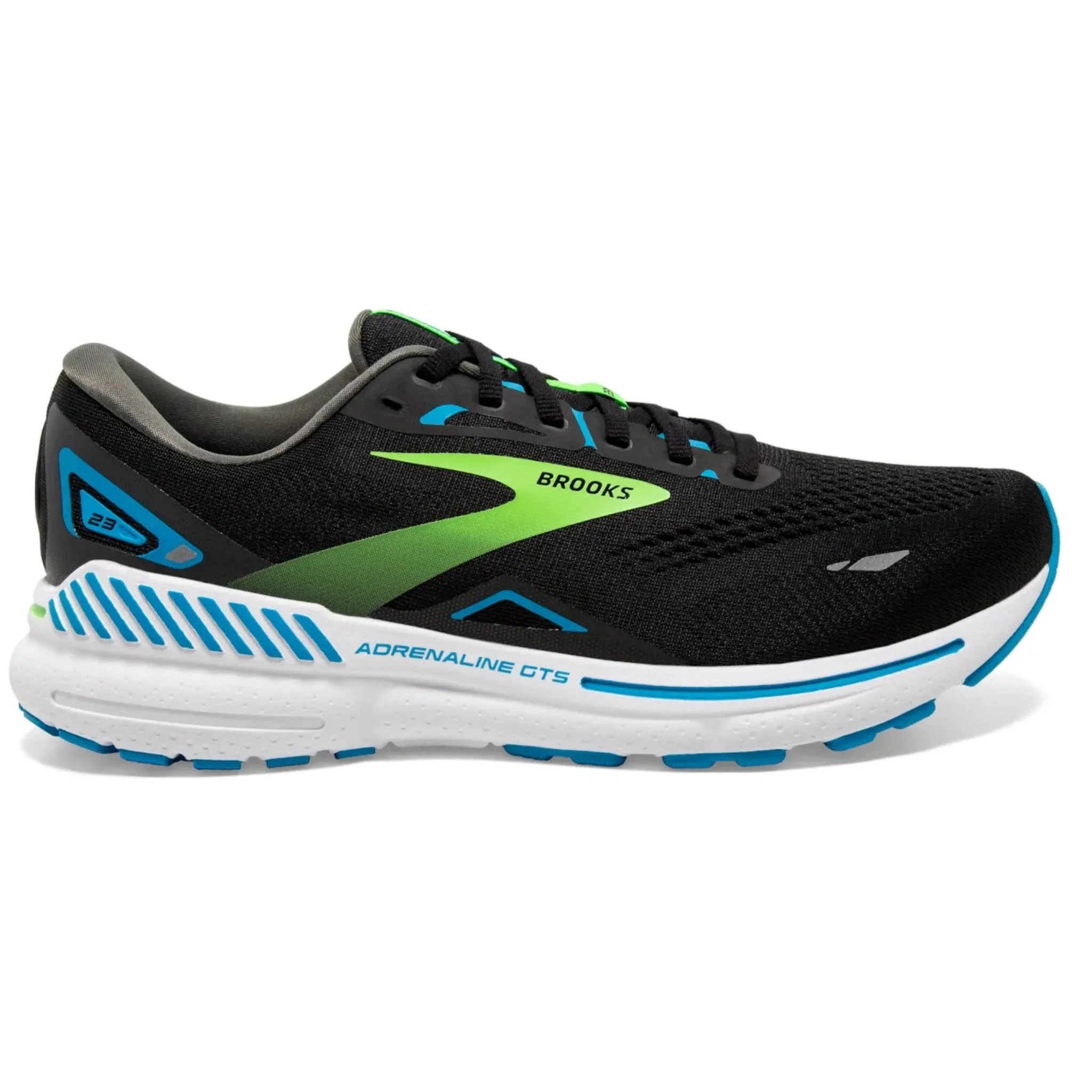 Brooks Men's 110391 006 Adrenaline GTS 23  Black Hawaiian Ocean Green Cushion Support Running Shoes