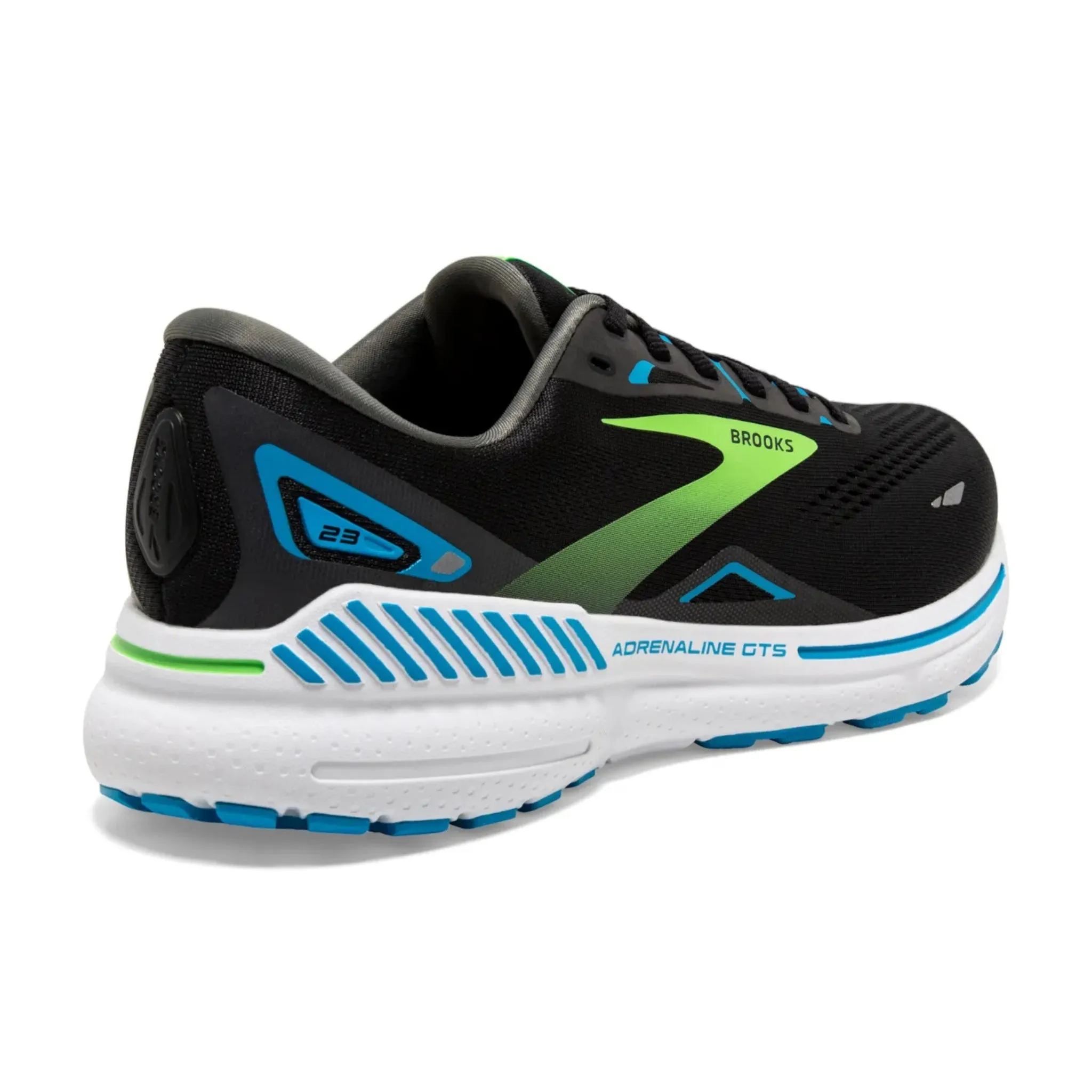 Brooks Men's 110391 006 Adrenaline GTS 23  Black Hawaiian Ocean Green Cushion Support Running Shoes