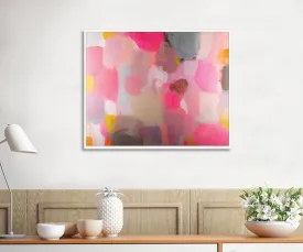 Colorful red pink extra large modern wall art, Landscape print, large abstract painting print, pink and yellow painting, acrylic abstract