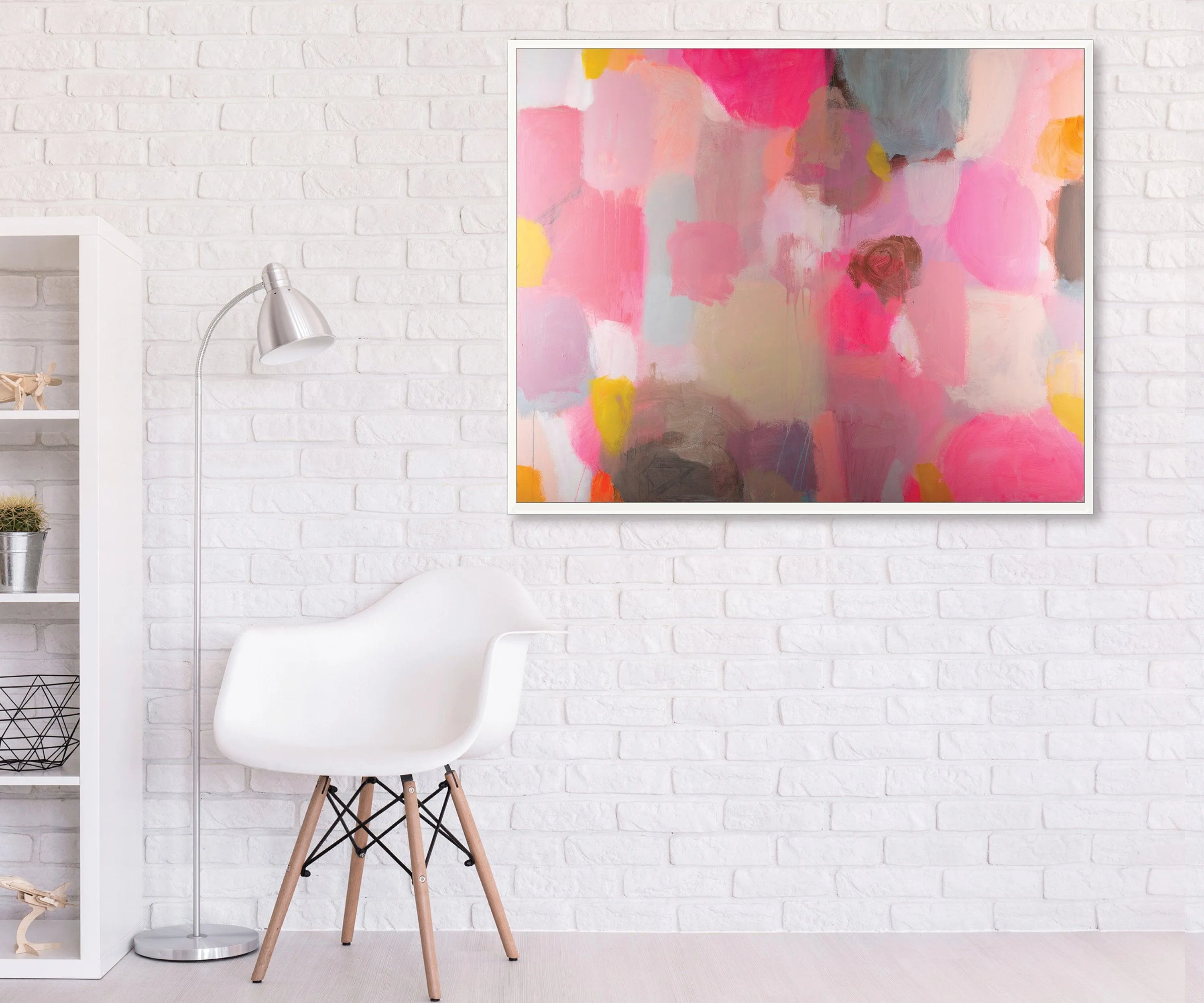 Colorful red pink extra large modern wall art, Landscape print, large abstract painting print, pink and yellow painting, acrylic abstract