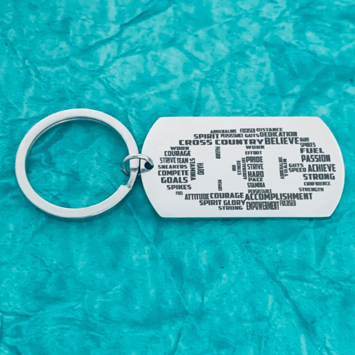 Cross Country Word Cloud Keychain