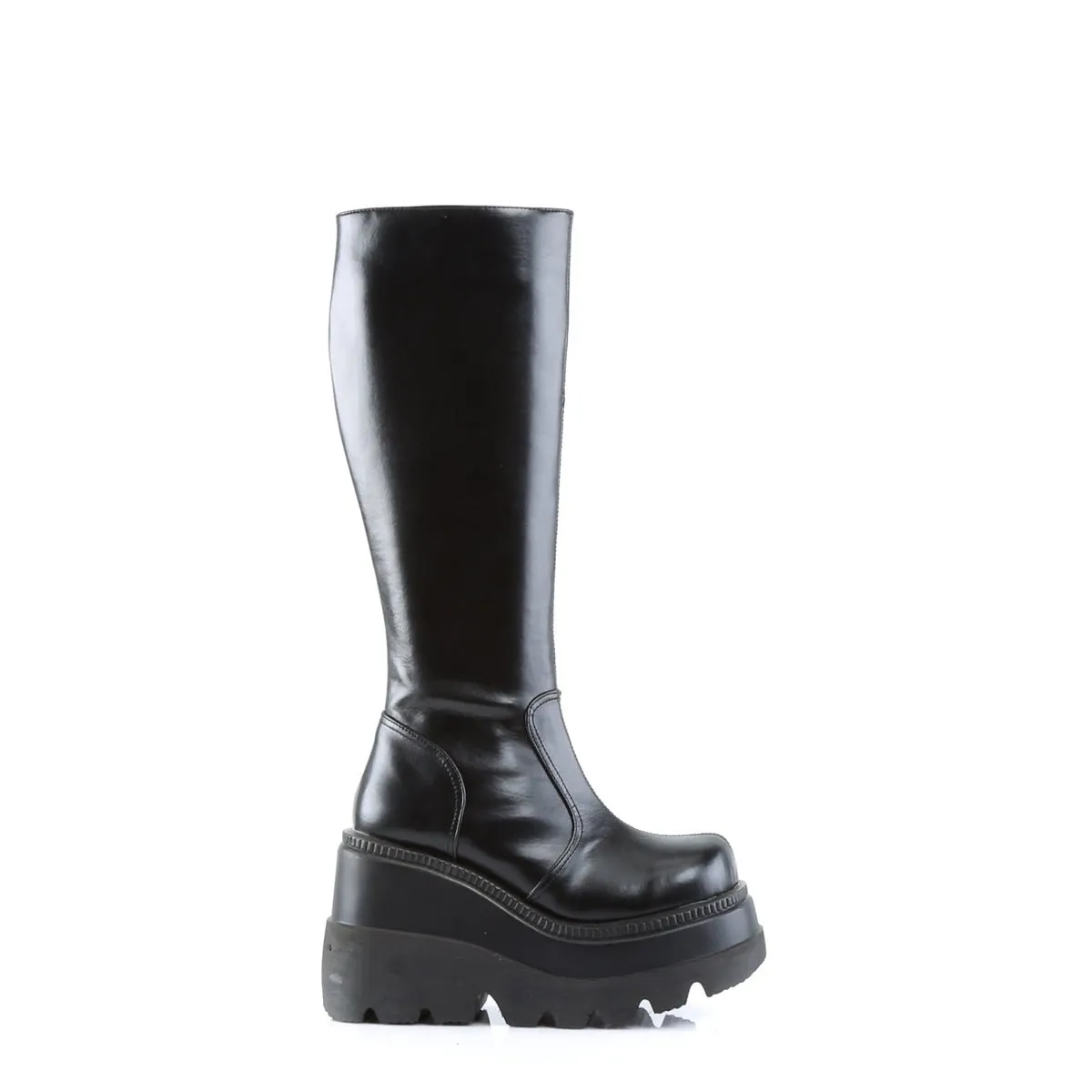 Demonia SHAKER-100 | Black Vegan Leather Knee High Boots