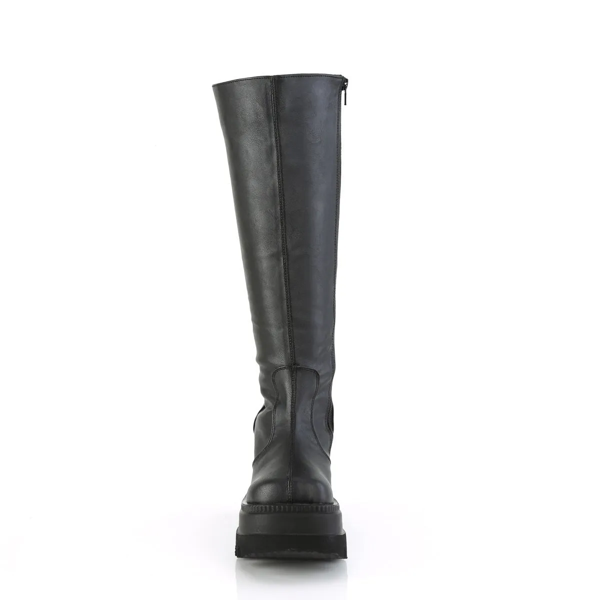 Demonia SHAKER-100WC | Black Vegan Leather Knee High Boots