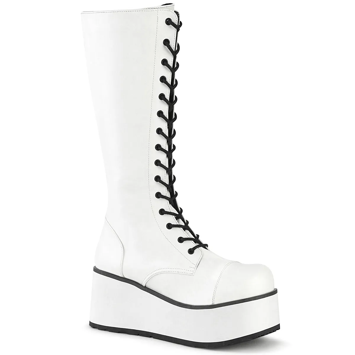 Demonia TRASHVILLE-502 | White Vegan Leather Unisex Boots