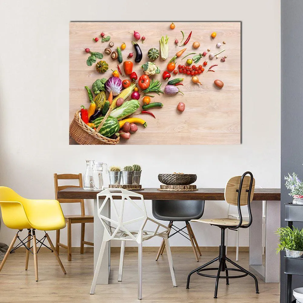 Different Fruits & Vegetables Canvas Wall Art