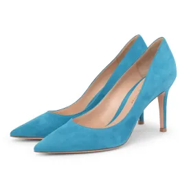 Gianvito Rossi Blue Suede Camoscio Pumps 36