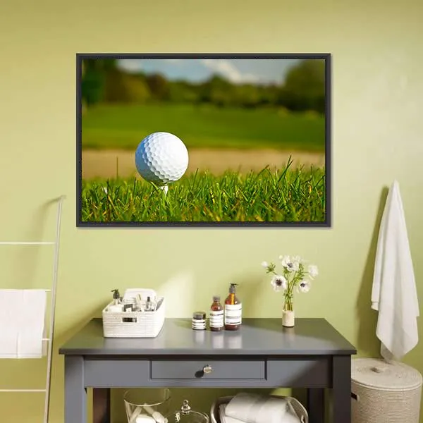 Golf Ball On Beautiful Course Canvas Wall Art