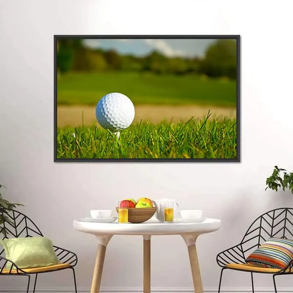 Golf Ball On Beautiful Course Canvas Wall Art