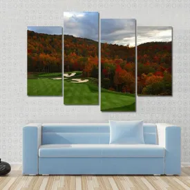 Golf Course In Mountains Canvas Wall Art