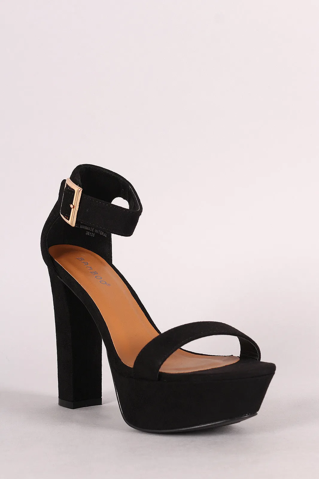 Halie - Suede Buckle Chunky Platform Heel