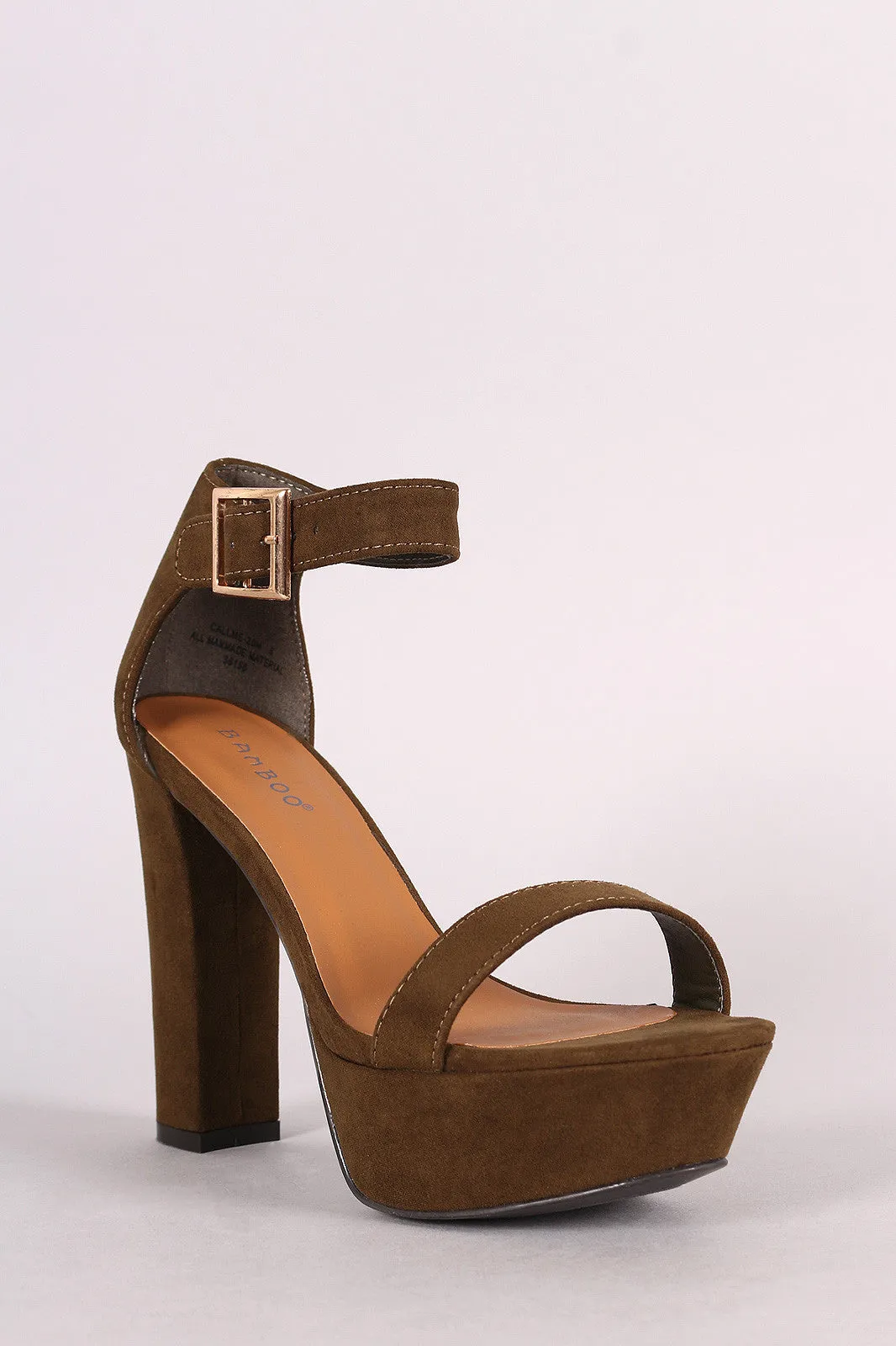 Halie - Suede Buckle Chunky Platform Heel