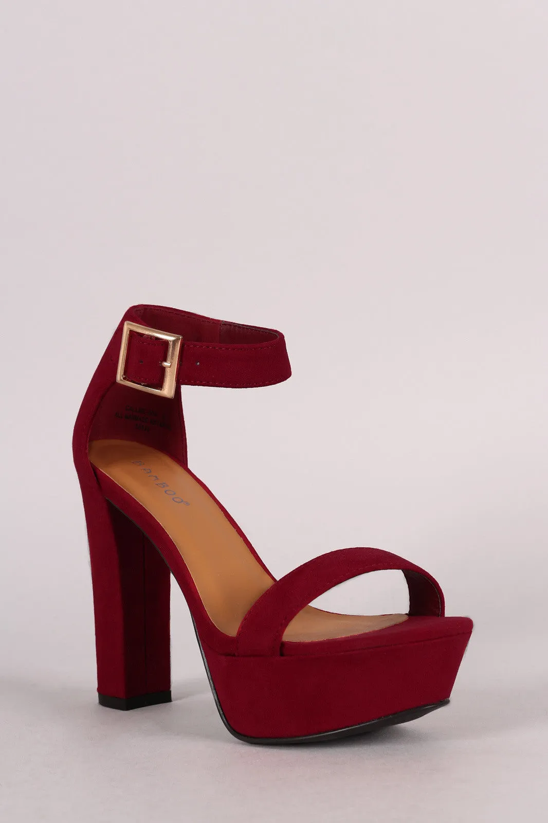 Halie - Suede Buckle Chunky Platform Heel