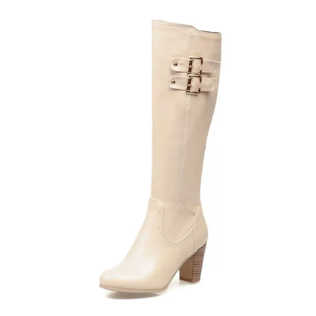 high heels buckles winter knee-high Boots