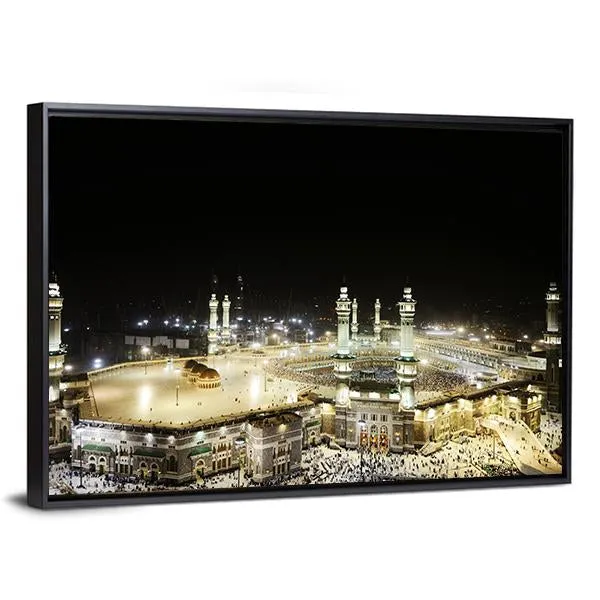 Holy Kaaba At Night Canvas Wall Art