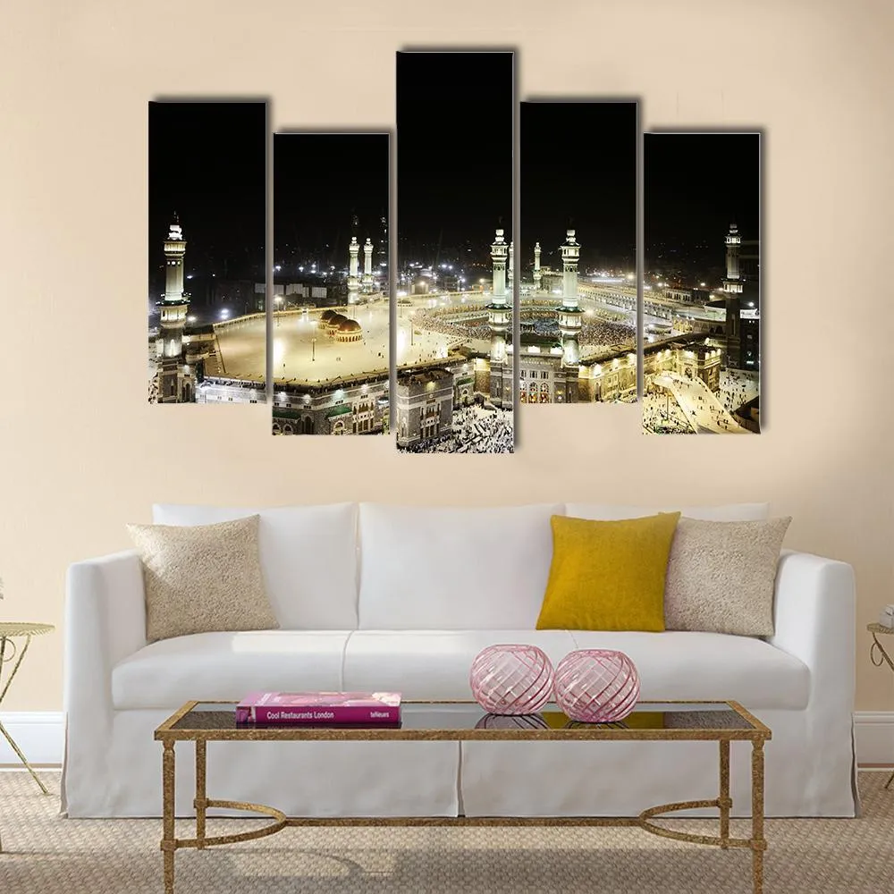 Holy Kaaba At Night Canvas Wall Art