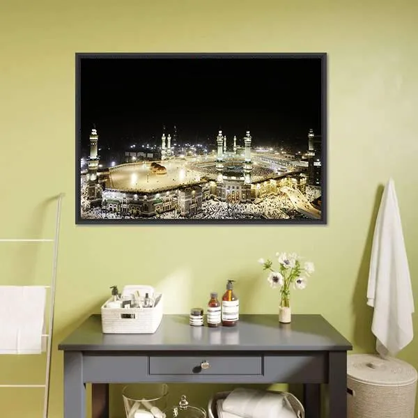 Holy Kaaba At Night Canvas Wall Art