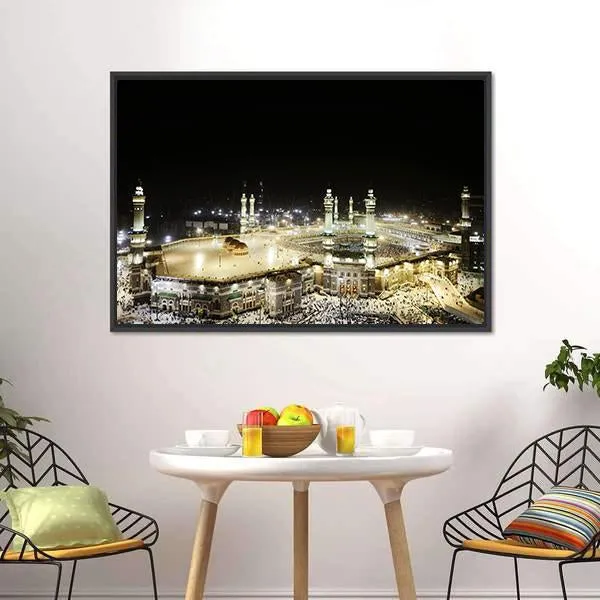 Holy Kaaba At Night Canvas Wall Art