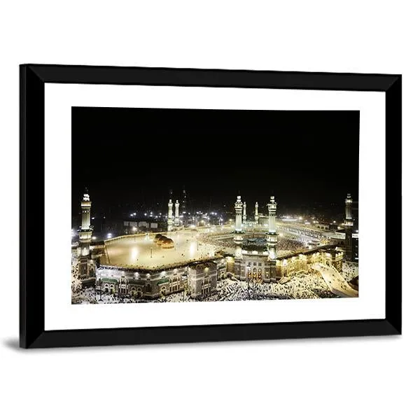 Holy Kaaba At Night Canvas Wall Art