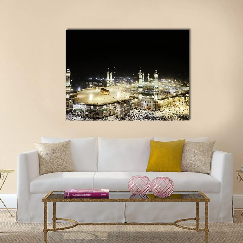 Holy Kaaba At Night Canvas Wall Art