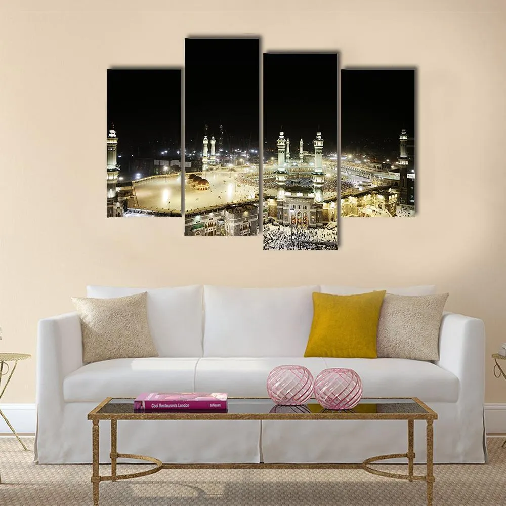 Holy Kaaba At Night Canvas Wall Art