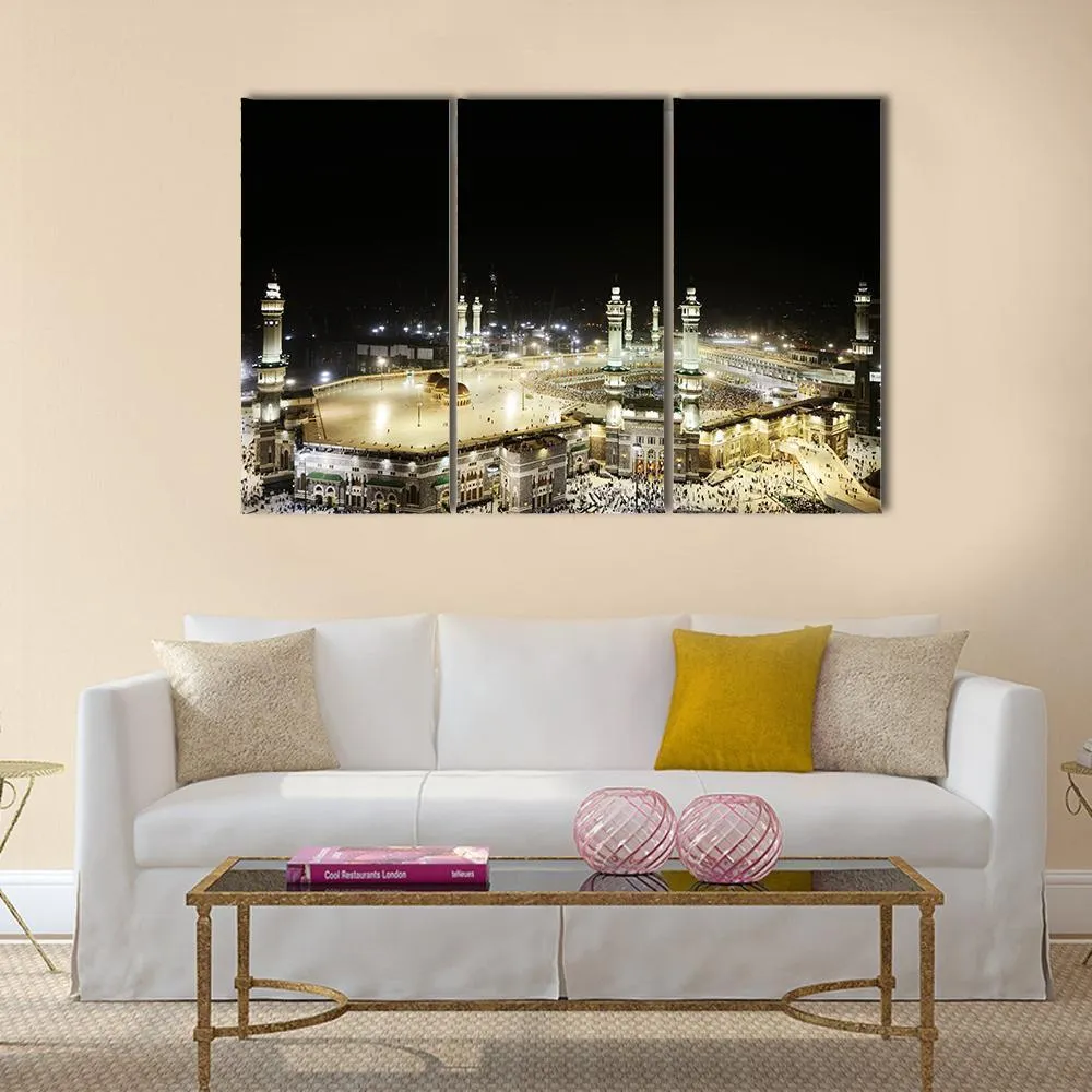 Holy Kaaba At Night Canvas Wall Art