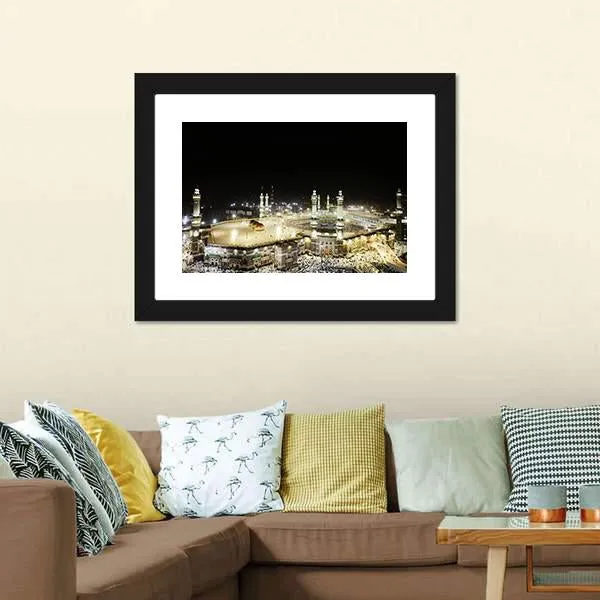 Holy Kaaba At Night Canvas Wall Art