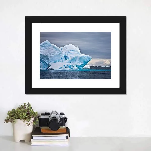 Huge Iceberg In Antarctica  Dark Sky Canvas Wall Art