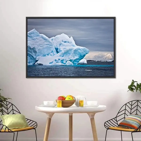 Huge Iceberg In Antarctica  Dark Sky Canvas Wall Art