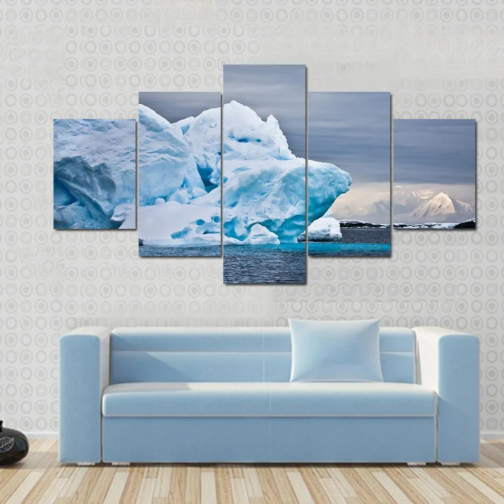 Huge Iceberg In Antarctica  Dark Sky Canvas Wall Art