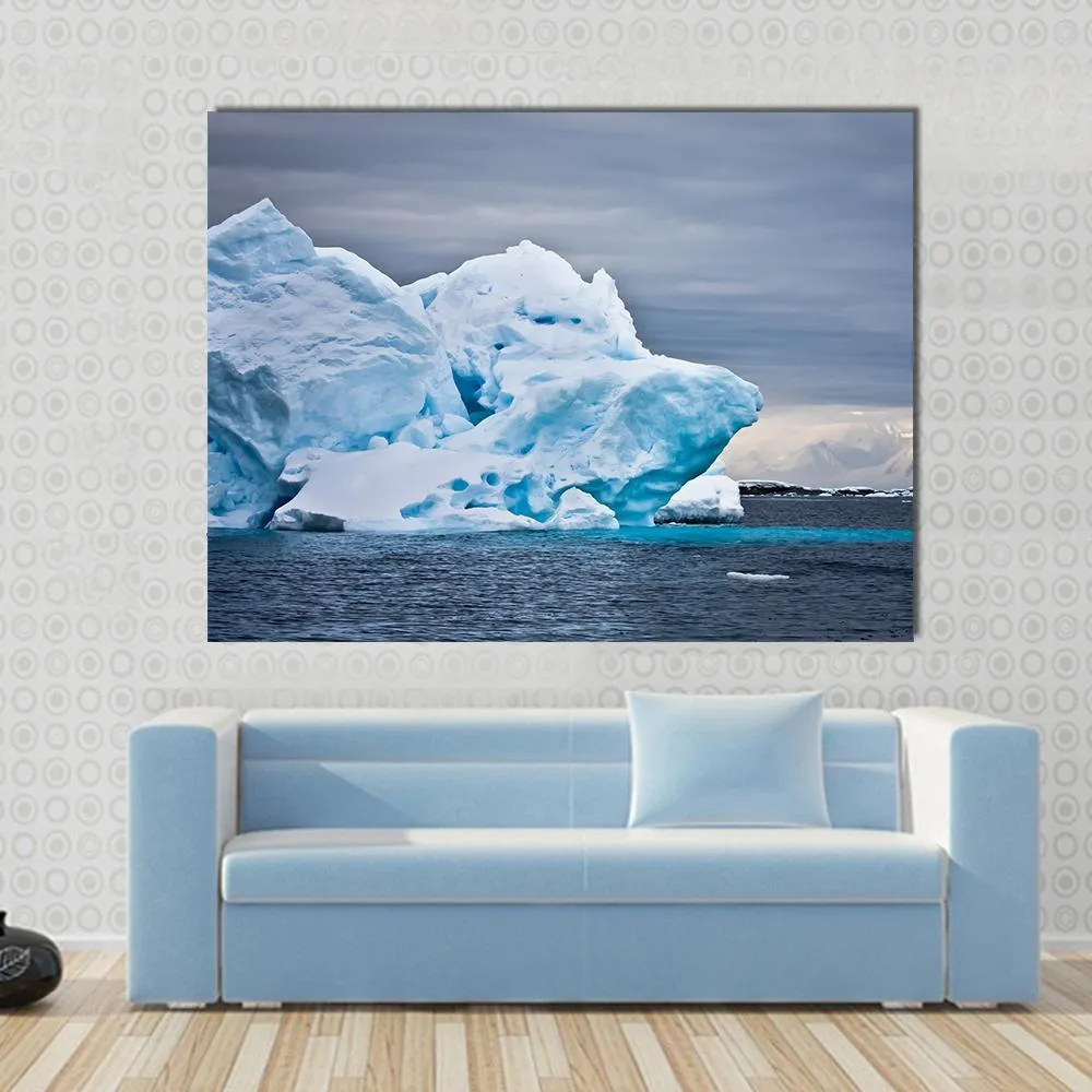 Huge Iceberg In Antarctica  Dark Sky Canvas Wall Art