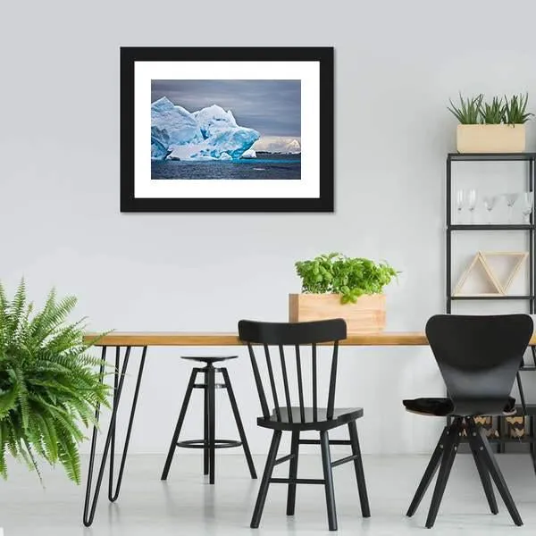 Huge Iceberg In Antarctica  Dark Sky Canvas Wall Art