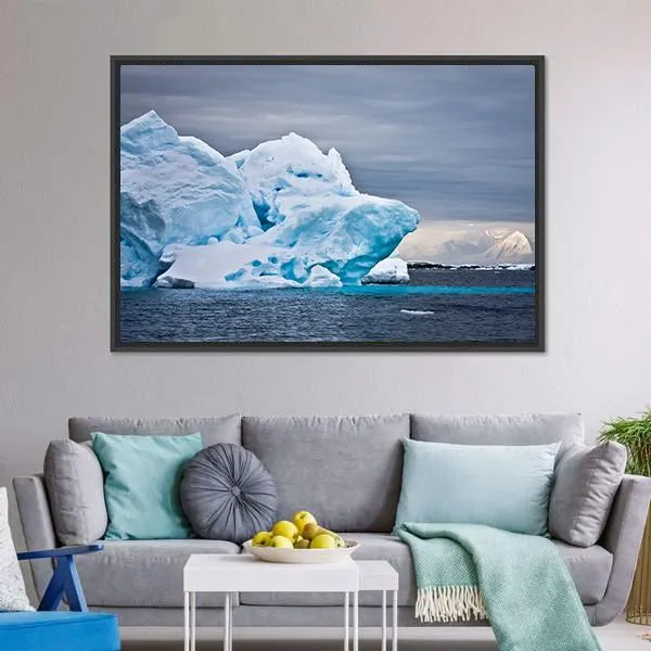 Huge Iceberg In Antarctica  Dark Sky Canvas Wall Art