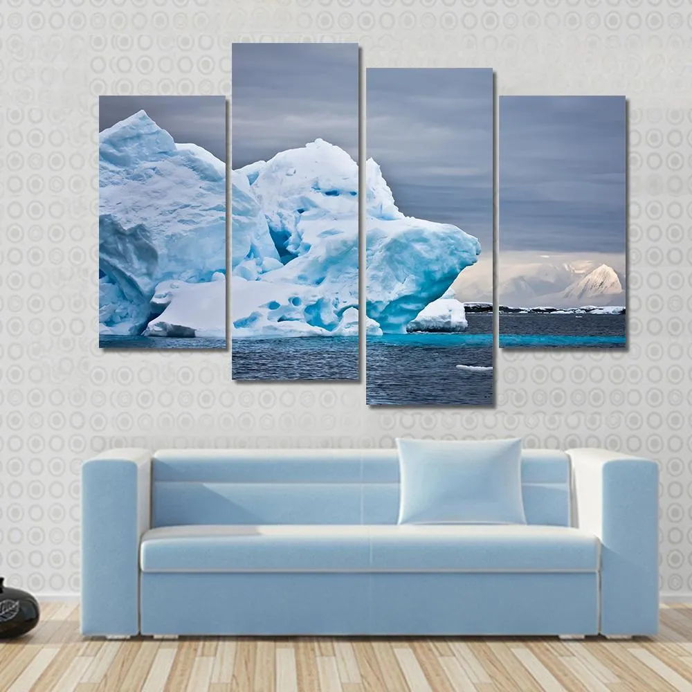 Huge Iceberg In Antarctica  Dark Sky Canvas Wall Art