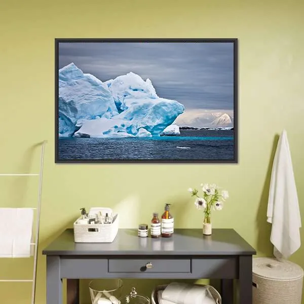 Huge Iceberg In Antarctica  Dark Sky Canvas Wall Art