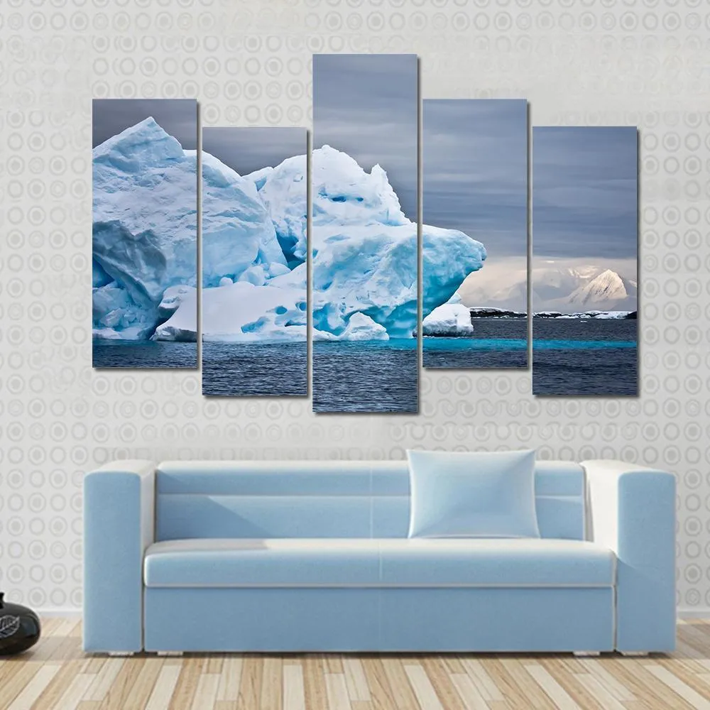 Huge Iceberg In Antarctica  Dark Sky Canvas Wall Art